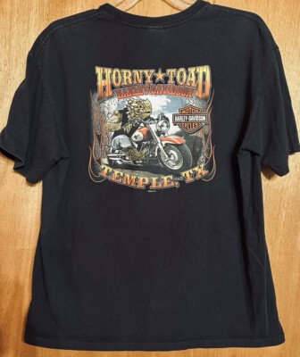 Harley Davidson T-shirt Horny Toad Temple TX Biker XL Design By