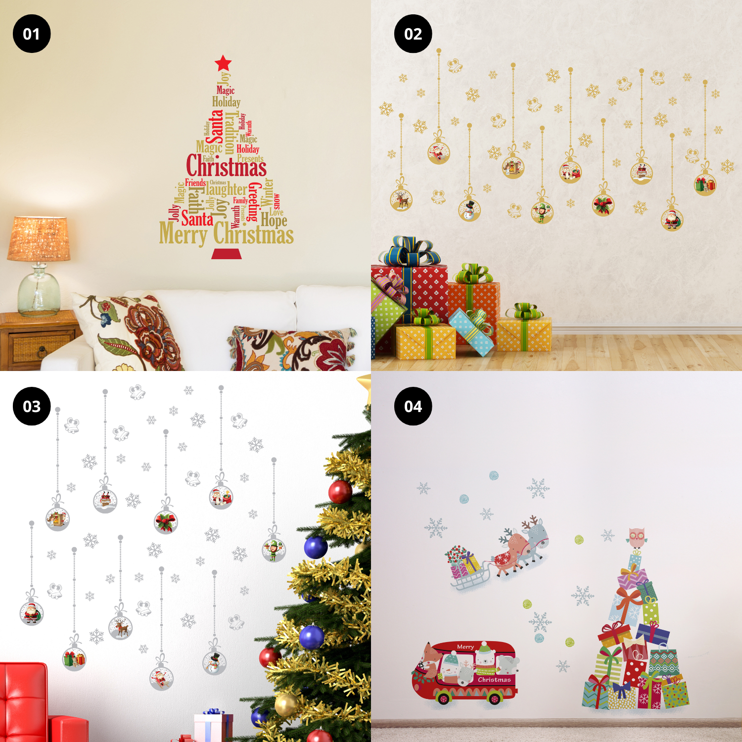 Wall Christmas Tree Wall Window Stickers Kids XMAS Quotes DIY Art ...