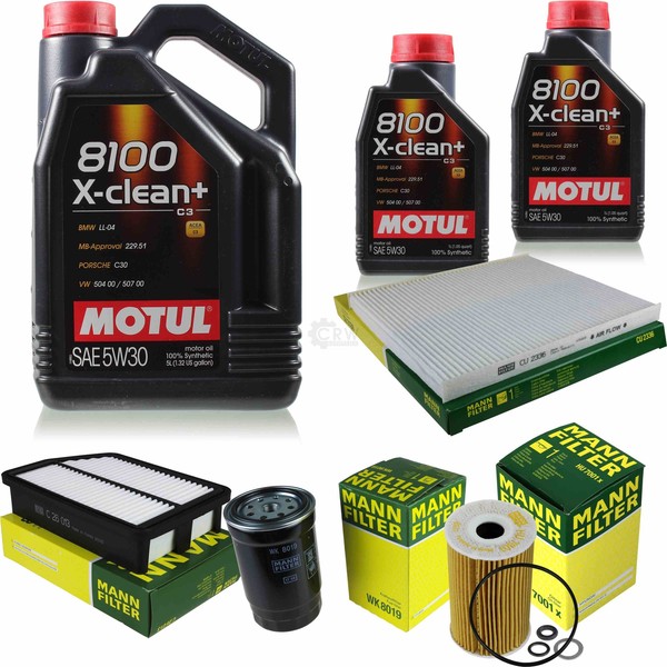 MANN-FILTER Inspektionspaket 7L Motul 5W-30 8100 X-Clean+ FüR Kia Sportage 1.7-image