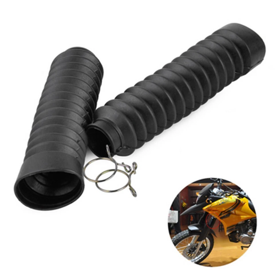 Cubierta antipolvo tubo horquilla delantera motocicleta 2 piezas goma universal amortiguador botas Foto 2 de 4