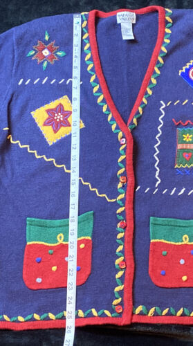 CHRISTMAS...Vtg Napa Valley Christmas Sweater Button Up Size Lg - Picture 2 of 6