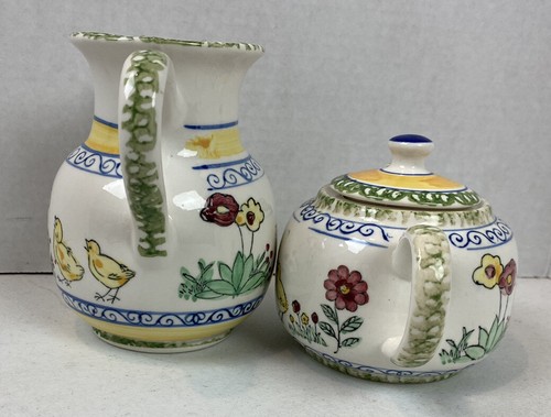 Ceramic Teapot & Creamer Baby Chicks and Flowers Spring Home Interiors - Picture 7 of 8