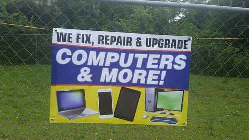 3'x2' REPARAMOS REPARACIONES UPGRADE COMPUTADORAS Banner Mostrar Señal Virus iPhone Tablet PC - Imagen 2 de 7