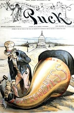 51st CONGRESS in 1891 REED HOLDING GAVEL 1890 CONGRESSIONAL RULES UNCLE SAM Puck