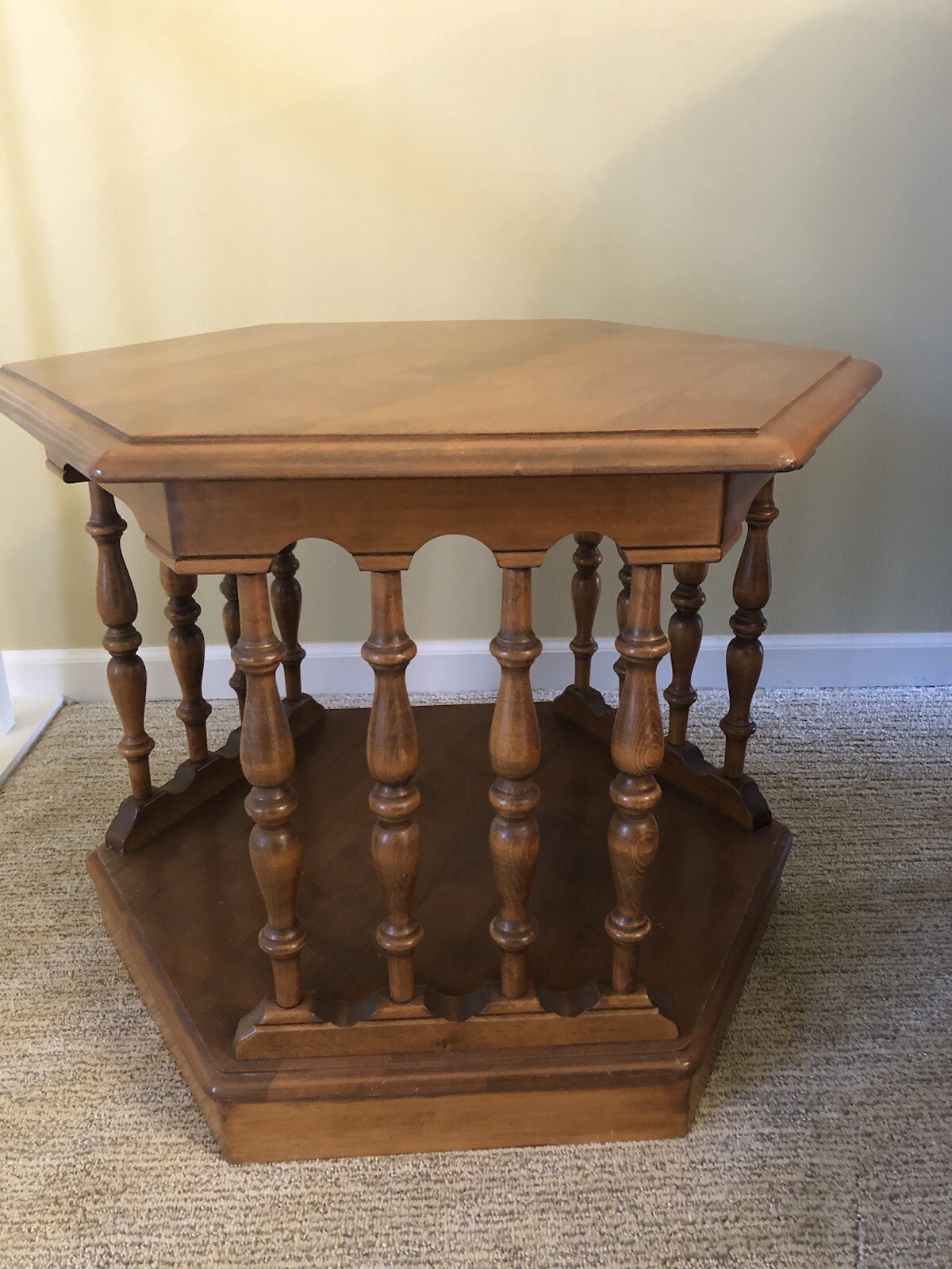 Vintage Ethan Allen American Traditional Maple Hexagon Side End Accent Table eBay