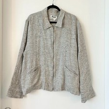 Flax 100 Linen Tweed Lightweight Full Zip Jacket Size M