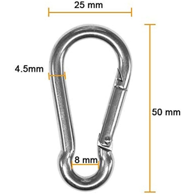 8 Pieces Stainless Steel 1.8 Inch Pad Eye Plate U Hooks + Snap Hook