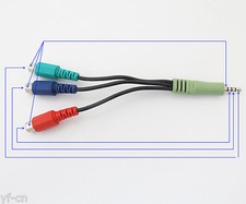 1pc 3.5mm 4 Pole Male Plug To 3 RCA Red/Blue/Green Female Jack Cable
