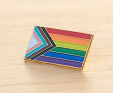 NEW Progress Pride Rainbow Flag 1" Lapel Pin LGBTQ Gay Lesbian Equality Trans