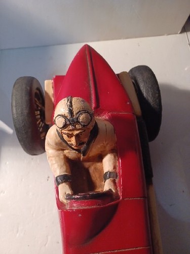 Vintage, Rare Bugatti. Lg. Racing Sports Car. Classic Sculpture. W/ Driver. - Picture 14 of 19