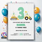 Construction Dump Truck Birthday Party invitation Template Digital Fun Cards