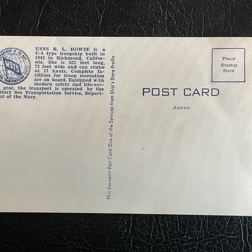 RPPC Postcard US Navy Troop Ship R.L. Howze, Boersig Photo Unposted - Picture 2 of 3