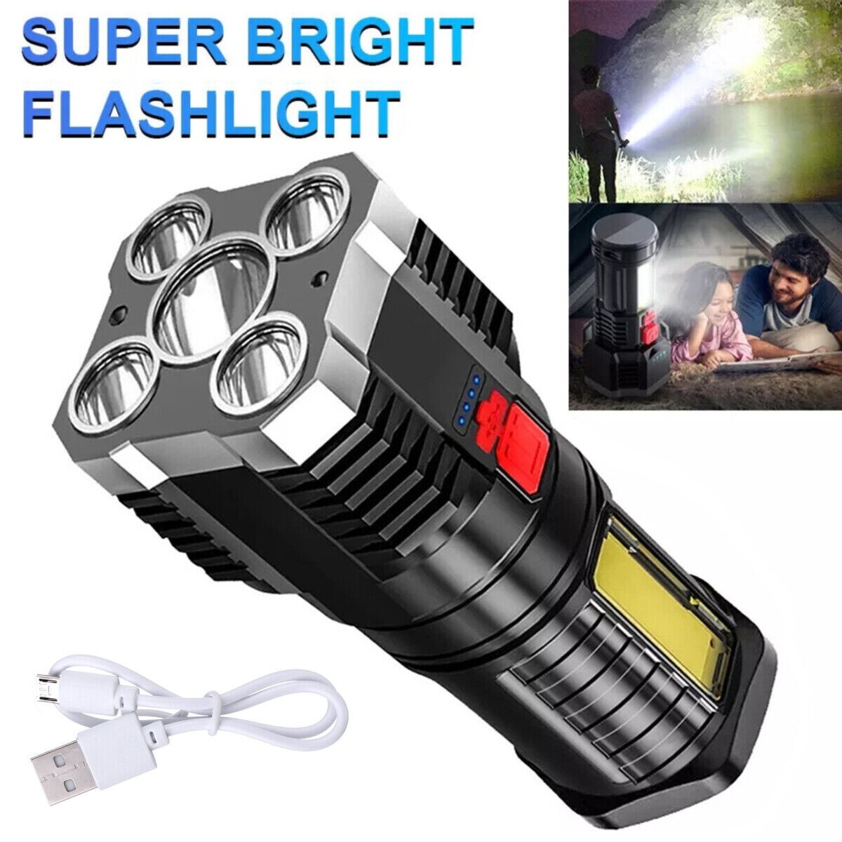 Lanterne Torche Tactique LED Super Lumineuse 990000000 LM - Rechargeable USB