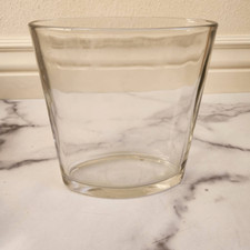 Clear thick heavy glass flower vase oval home decor 6.25 in height