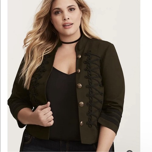 Torrid 2 2X Insider Collection Open Military Jacket Olive Army Green Embroidered - 第 9/10 張圖片