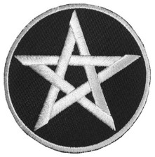 Pentacle Circle Sign Star Jacket DIY Costume Design Symbol Sew Iron on Patch BW