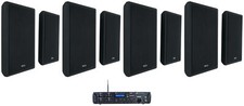 Rockville Rock Zone 8 Ch. Multi Room Home Receiver 8 Black Slim Wall Speakers