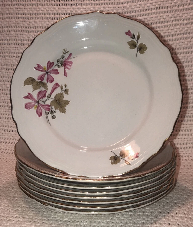 Platos de pan de postre flor rosa Ariston porcelana Richard Ginori años 60 de colección 8" x8 Foto 2 de 4