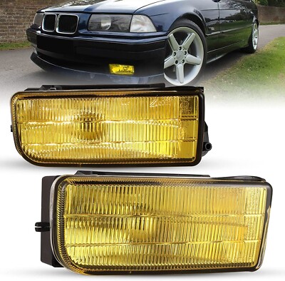 Fog Lights For 1992-1999 BMW 3 Series E36 M3 Glass Yellow Driving Lamps w/Bulbs