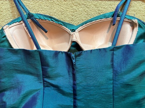 Vintage 90s Y2K Green Blue Iridescent Ballgown Dress Formal Prom Crop Jacket 12 - Picture 14 of 18
