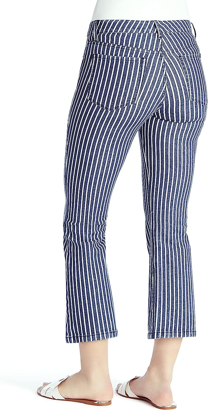 CHAPS Jeans Women's Mid Rise Crop Kick Jean; Size12/31, Lapis Stripe