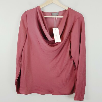 [ TOKITO ] Womens Rose Satin Cowl Neck Top NEW + TAGS | Size AU 12 
