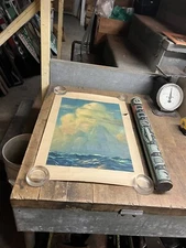 Vintage 1927 The Lone Eagle WE Kverne Lindbergh Litho Art Poster W Tube P&L Co