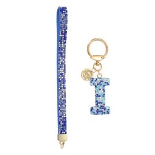 Initial Letter I Keychain for Women Rhinestone Alphabet Keychain, Blue