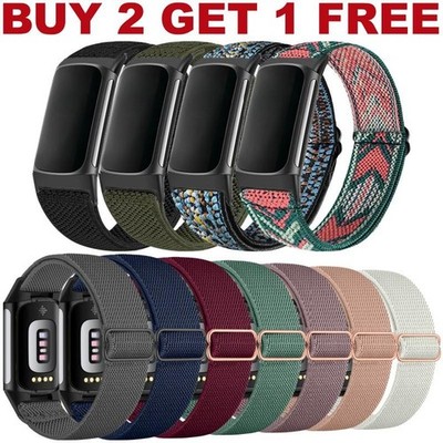Nylon Woven Replacement Watch Band Strap Fabric Elasticity For Fitbit Charge 6 5
