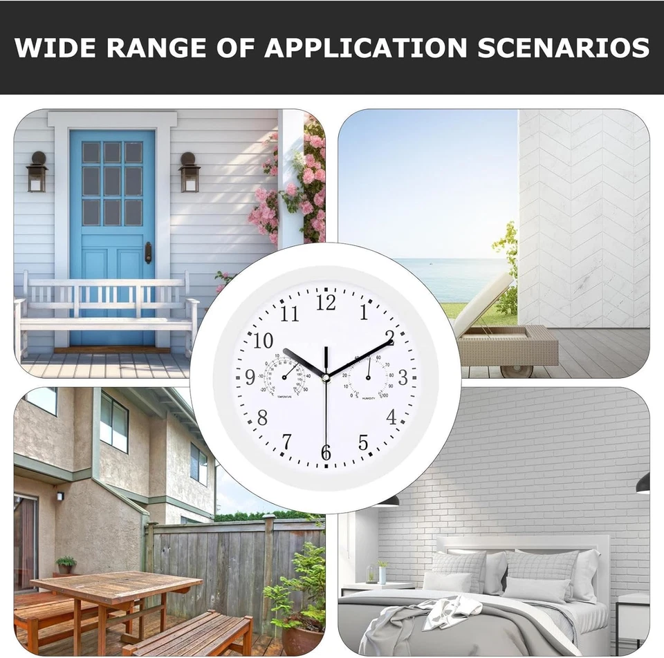 Orologio Da Patio - Orologio Da Parete Da Giardino Da 10 Pollici Con Igrometro | - Immagine 4 di 4