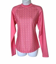Cabana Life Pink Swim Rash Guard Top XL Medallion Pattern Pullover Swim Sleeves