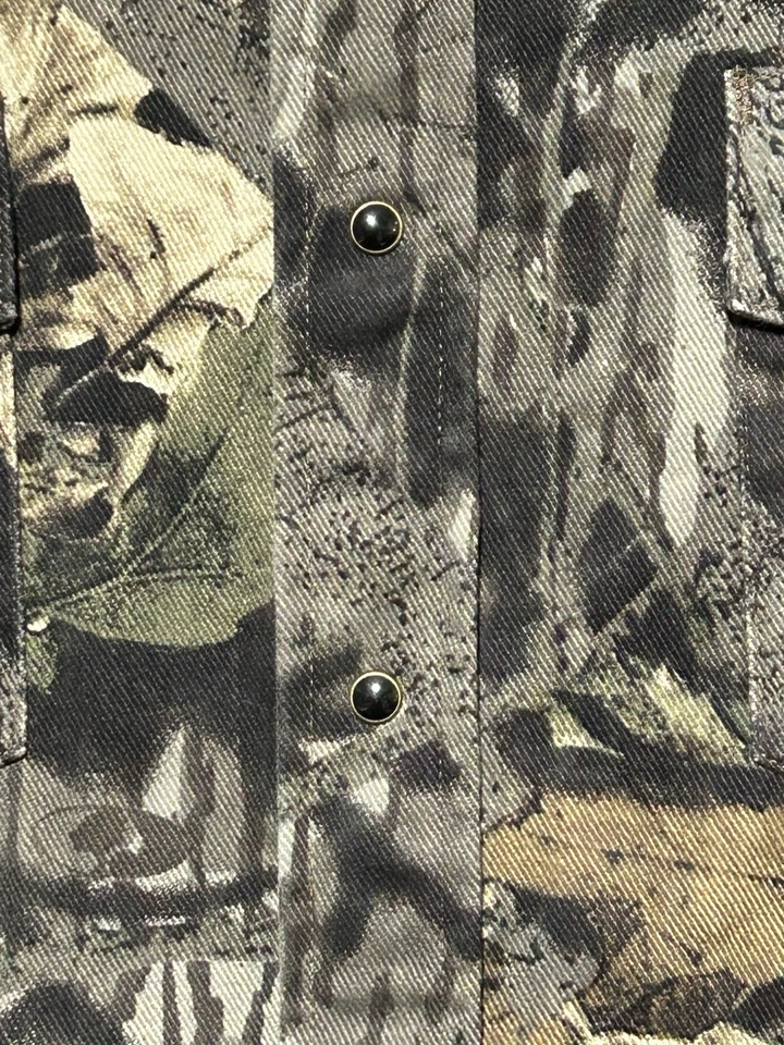 Vintage 90s Camco Shirt Camo Mossy Oak Canvas Black Onyx Buttons Mens 2XL Huntin - Image 3 of 4