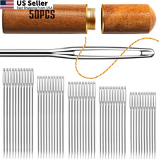 50 PCS Large Eye Embroidery Needles, 5 Sizes, Multiple silver