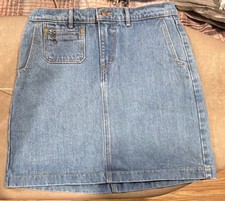 90 s Vintage Levi's Blue Denim Mini Skirt Logo Accents Size 27 Orange Tab