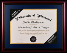 Solid Wood Diploma Frame 8.5 X 11 Certificate Frames with Maroon Mat or 11X14