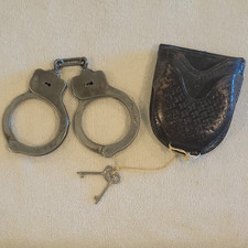 Smith & Wesson Peerless Handcuffs w/ Keys & Leather Case Pouch, 1912