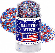 Red White and Blue Body Glitter Stick, 4Th of July Accessories Patriotic Face Ha