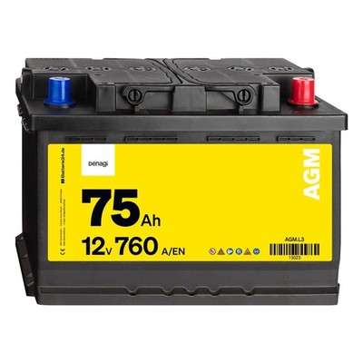 Denagi 75Ah Autobatterie AGM 12V Hohe Startleistung Wartungsfrei 570901076