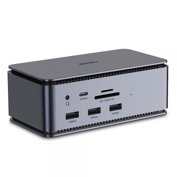 Lindy Grigio Dst-Pro (Usb-C, 14 Porte), Docking Station + Hub Usb, - Immagine 2