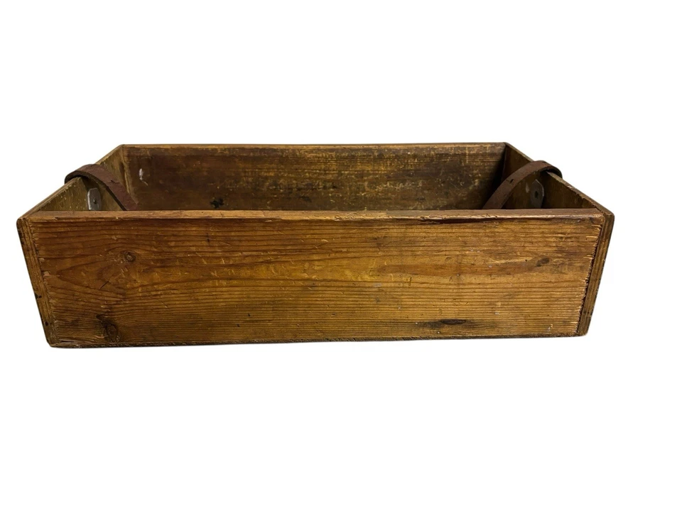 Antigua caja de herramientas de madera primitiva hecha a mano vintage - 40 cm X 20 cm X 10 cm de alto Foto 4 de 4