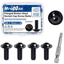 M6-1.0X 16mm 40Pcs Flanged Button Head Socket Cap Screws Bolts, 304 Stainless