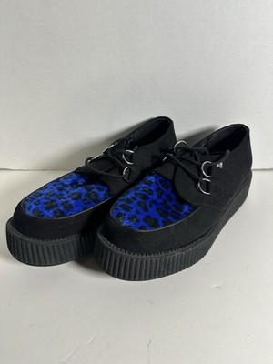 Tuk Platform Creepers black and blue leopard print Men s Size 11 Women s Size 13