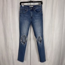 Levi  s Women  s 27 721 High Rise Skinny Jeans Medium Wash Distressed Denim