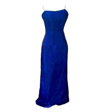 Vintage Dave  Johnny blue purple chiffon corset back lace up maxi gown dress 10