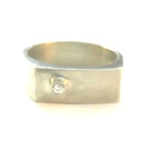 925 Sterling Silver Square Ring with CZ size 11.75