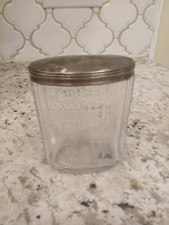 Antique Solid Sterling Silver topped oval Glass Dressing Table Vanity Jar bottle