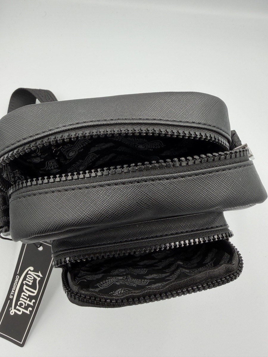 Von Dutch Flying Eye Sling Bag Black Y2K Crossbody Messenger