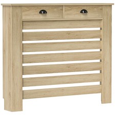 Image of HOMCOM Radiator Cover with Drawer, Horizontal Slat, 111cm, Oak