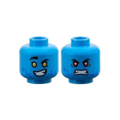 LEGO - Minifig, Head Blue Fur, White Teeth, Smile Orange Eyes / Scowl Red Eyes