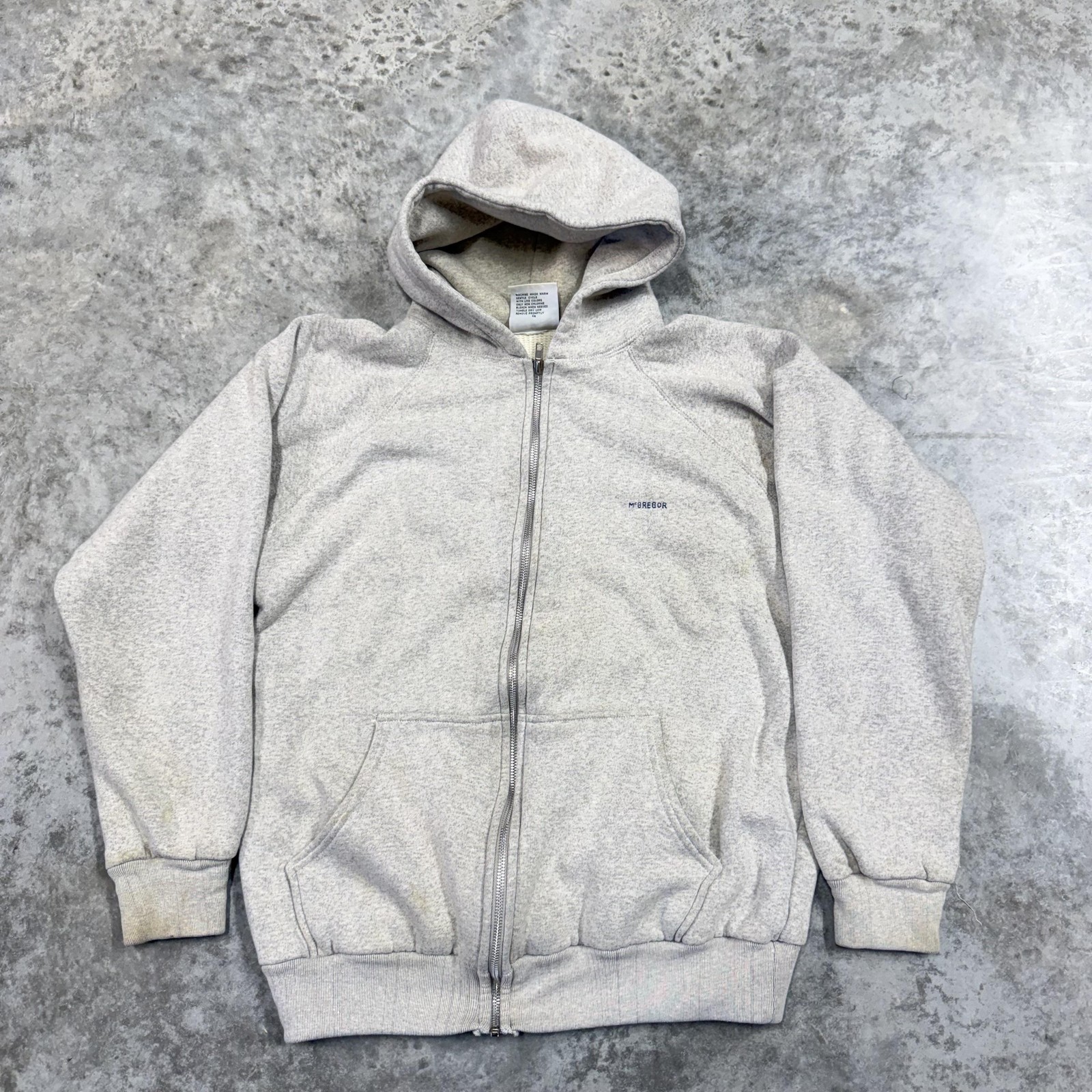 Vintage McGregor Hoodie Mens XL Gray Full Zip Thermal lined Sweatshirt 80s